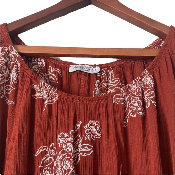 Janette Plus Rust Colored Babydoll Top - Picture 5 of 10